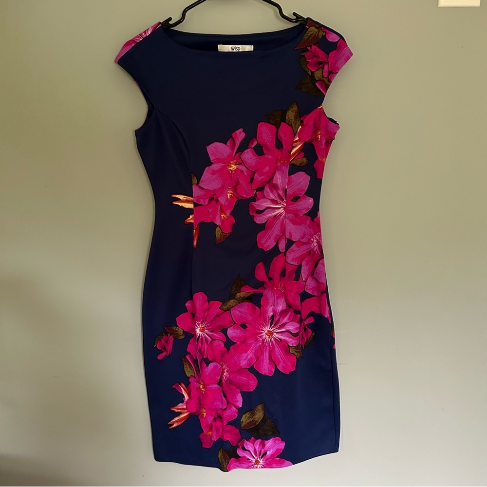 Vibrant Pink Floral Mini Dress - Picture 2 of 3